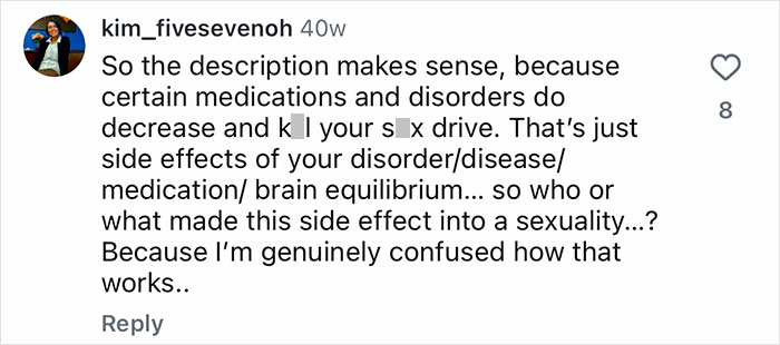 A social media comment questioning if nebulasexual is a side effect of medication/disorder in the LGBT context. A social media comment questioning if nebulasexual is a side effect of medication/disorder in the LGBT context.