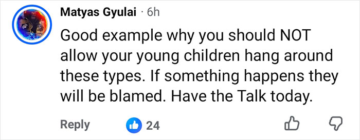 Screenshot of Matyas Gyulai's Facebook comment warning about children and the Nolan Wells scandalous case. Screenshot of Matyas Gyulai's Facebook comment warning about children and the Nolan Wells scandalous case.