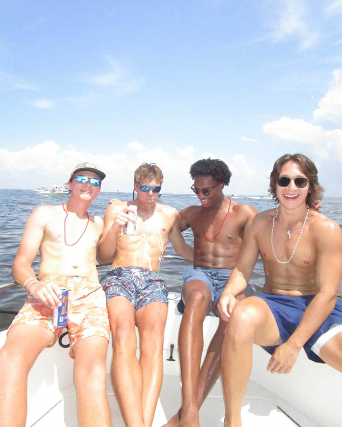 Group photo including Nolan Wells and friends on a boat, related to racial tensions from last moments videos. Group photo including Nolan Wells and friends on a boat, related to racial tensions from last moments videos.