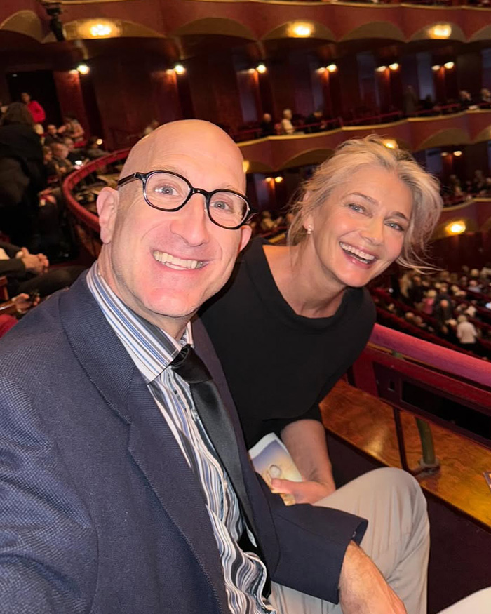 Model and her husband at a theater. Her wedding photos went viral as many praise how she aged.