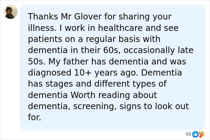 A social media comment discussing dementia, diagnosis, and warning symptoms, inspired by Danny Glover's reveal. A social media comment discussing dementia, diagnosis, and warning symptoms, inspired by Danny Glover's reveal.