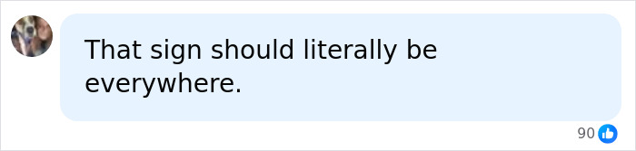 A social media comment expressing desire for the No Influencers sign to be adopted universally across businesses.