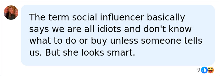 A social media comment discussing how social influencers make people seem like idiots, pertaining to the Nantucket store.