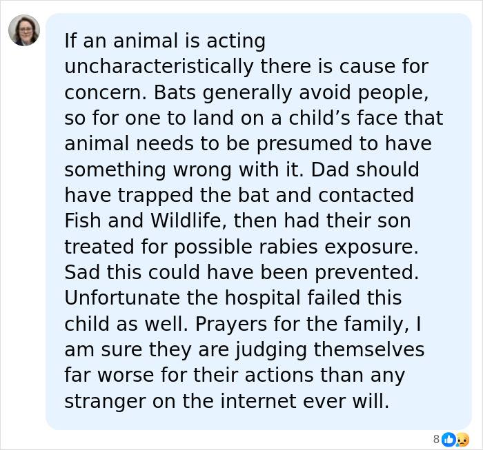 Social media comment about the tragic loss of a Canadian boy after a bat encounter, discussing prevention and rabies. Social media comment about the tragic loss of a Canadian boy after a bat encounter, discussing prevention and rabies.