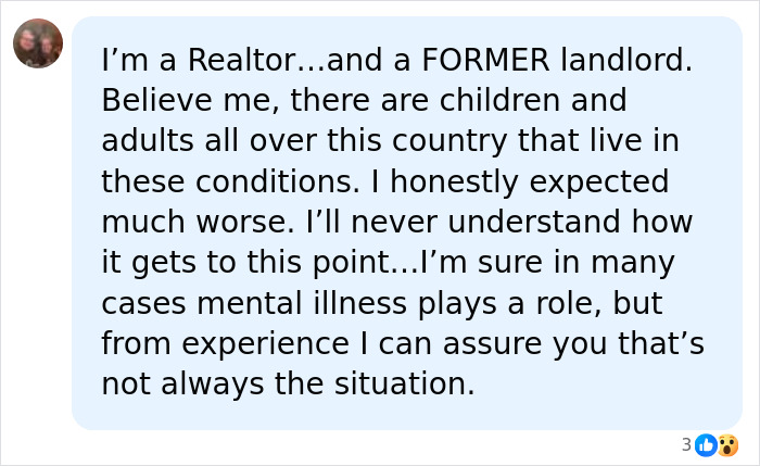 A social media comment from a Realtor about the conditions of the Ohio 'House Of Horrors' and similar situations. A social media comment from a Realtor about the conditions of the Ohio 'House Of Horrors' and similar situations.