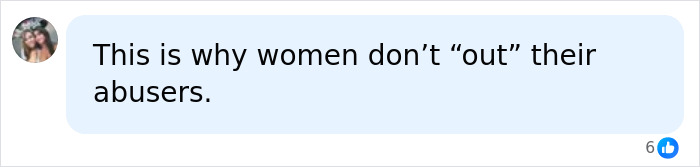 Screenshot showing a comment about why women dont 'out' their abusers after an influencer exposed her husband on TikTok.