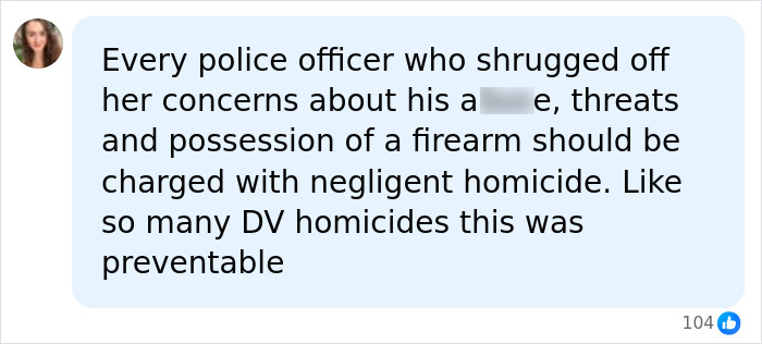 Screenshot of a comment calling for police officers to be charged after an influencer's d***h exposed on TikTok.