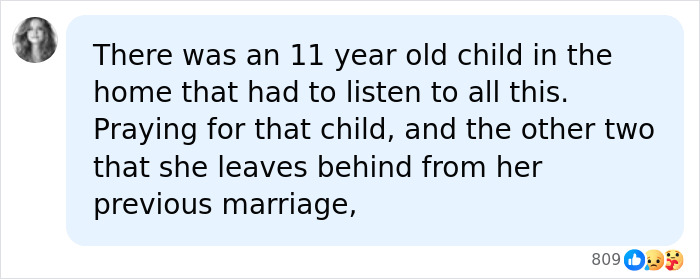 Screenshot of a social media comment discussing the children affected by the influencer's d***h.