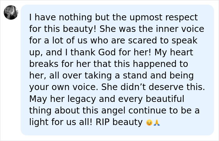Screenshot of a comment expressing respect for the influencer, praising her for exposing her husband on TikTok.