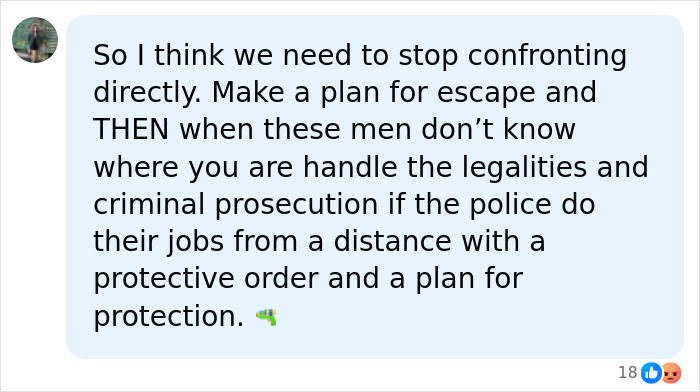 Screenshot showing a comment suggesting an escape plan for domestic a***e victims, after an influencer exposed her husband on TikTok.