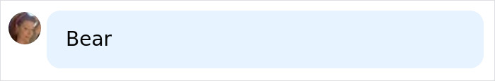 A social media comment with the single word Bear, possibly a reaction to a mime accused of terrorizing women. A social media comment with the single word Bear, possibly a reaction to a mime accused of terrorizing women.