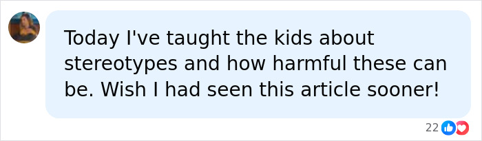 A comment about teaching kids about harmful stereotypes, implying an awareness of how teachers spot red flag students.