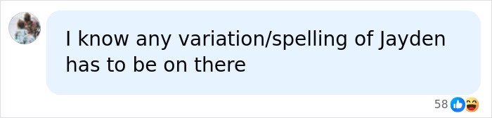 A social media comment suggesting that variations of the name Jayden are often considered red flag students by teachers.