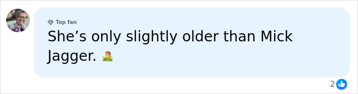 A social media comment discussing the Hollywood Star joining an Adult Content Platform at 85, mentioning Mick Jagger. A social media comment discussing the Hollywood Star joining an Adult Content Platform at 85, mentioning Mick Jagger.