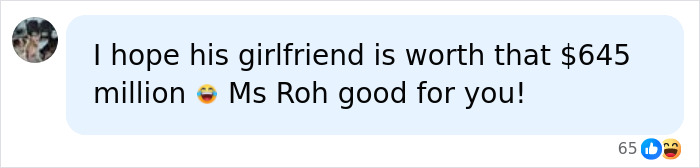 A social media comment about the $645 million settlement in the billionaire's divorce. A social media comment about the $645 million settlement in the billionaire's divorce.