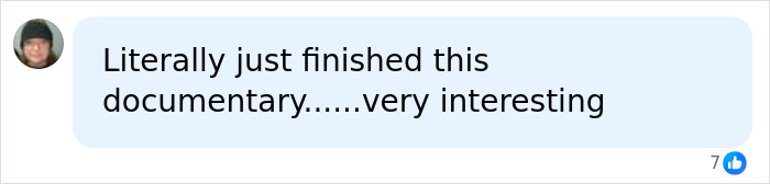 A comment stating completion of a documentary about the woman's dad and Charles Manson's eerie similarities. A comment stating completion of a documentary about the woman's dad and Charles Manson's eerie similarities.