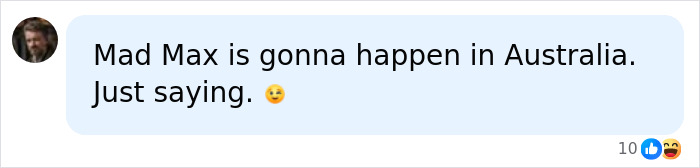 Screenshot of a comment suggesting Mad Max in Australia, linking to a world after nuclear war.