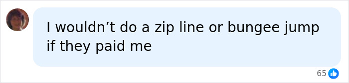 Screenshot of social media comment about avoiding activities like zip lines and bungee jumps due to potential cruise injury. Screenshot of social media comment about avoiding activities like zip lines and bungee jumps due to potential cruise injury.