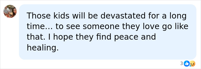 A social media comment about kids watching their mom lose her life in a freak marshmallow accident.