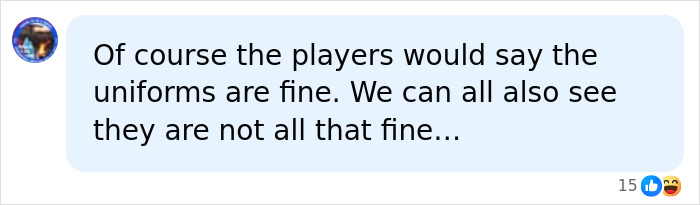 A comment on female athletes' unusual uniforms, addressing the wardrobe malfunctions.
