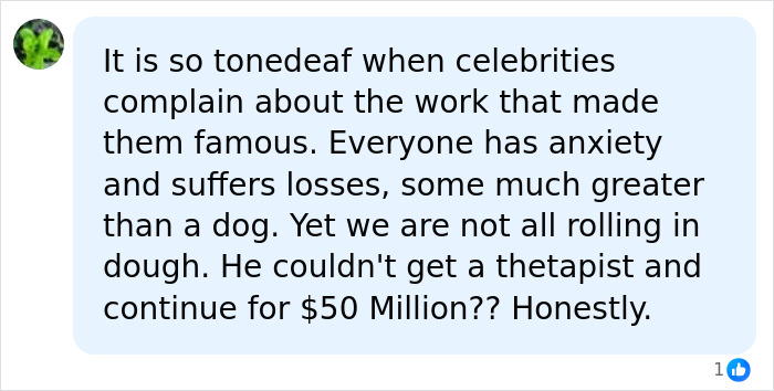 A comment criticizing celebrities complaining about fame, discussing anxiety and losses, relating to Jim Parsons' personal price of fame. A comment criticizing celebrities complaining about fame, discussing anxiety and losses, relating to Jim Parsons' personal price of fame.