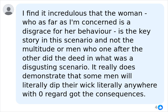 A social media comment criticizing the focus on Bonnie Blue and the men's behavior regarding her pregnancy. A social media comment criticizing the focus on Bonnie Blue and the men's behavior regarding her pregnancy.