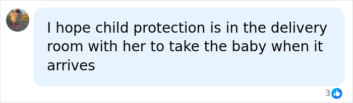 A comment bubble reads, I hope child protection is in the delivery room with her to take the baby when it arrives, related to Bonnie Blue. A comment bubble reads, I hope child protection is in the delivery room with her to take the baby when it arrives, related to Bonnie Blue.