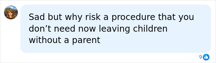 A social media comment questioning the risk of surgery and its impact on children, a sad outcome of botched surgery. A social media comment questioning the risk of surgery and its impact on children, a sad outcome of botched surgery.