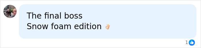 A social media comment reading The final boss, Snow foam edition with an OK hand emoji, referencing the Red Bikini Woman. A social media comment reading The final boss, Snow foam edition with an OK hand emoji, referencing the Red Bikini Woman.