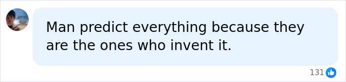 A social media comment suggesting that predictions related to the financial crisis and AI are invented by those who make them.