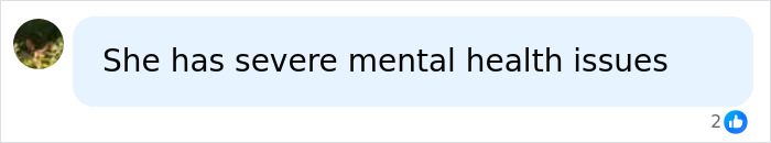 Screenshot of a chat bubble stating, She has severe mental health issues, referencing Bonnie Blue.