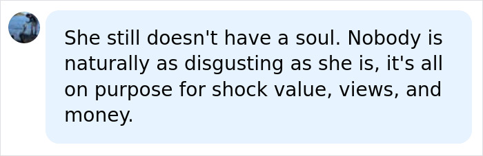 A chat message discussing Bonnie Blue's controversial persona for shock value, views, and money.
