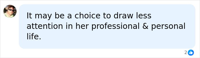 Screenshot of a social media comment suggesting a choice to draw less attention in professional and personal life.
