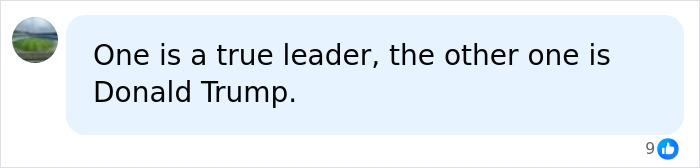 A social media comment contrasting a true leader with Donald Trump after the NATO snub. A social media comment contrasting a true leader with Donald Trump after the NATO snub.