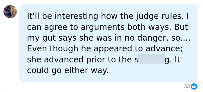 Screenshot of social media comment discussing the Walmart parking lot dispute ruling, mentioning judge and woman's actions. Screenshot of social media comment discussing the Walmart parking lot dispute ruling, mentioning judge and woman's actions.