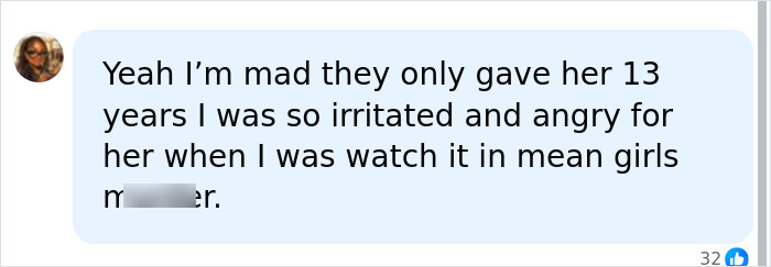 A comment expressing anger over the perceived leniency of the sentence for the track star's mother. A comment expressing anger over the perceived leniency of the sentence for the track star's mother.