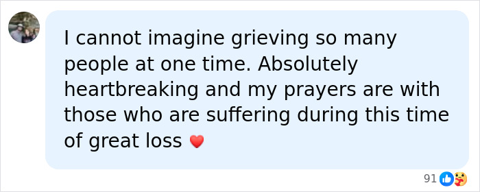 A social media comment expressing heartbreak and prayers for the family suffering a great loss due to the cheating son-in-law. A social media comment expressing heartbreak and prayers for the family suffering a great loss due to the cheating son-in-law.