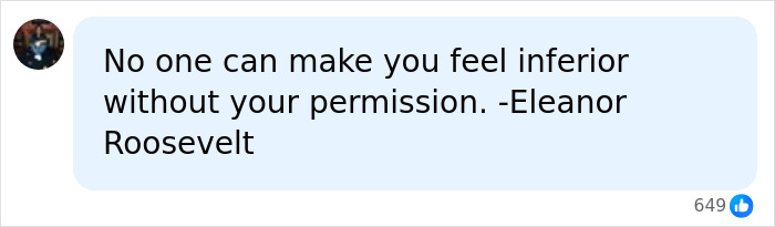 A social media comment discussing SpongeBob Comparisons after SI Swimsuit Runway. Image of text: No one can make you feel inferior without your permission. -Eleanor Roosevelt