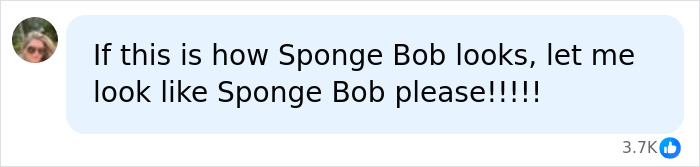 A social media comment playfully compares Stassi Schroeder to SpongeBob after her SI Swimsuit Runway appearance.