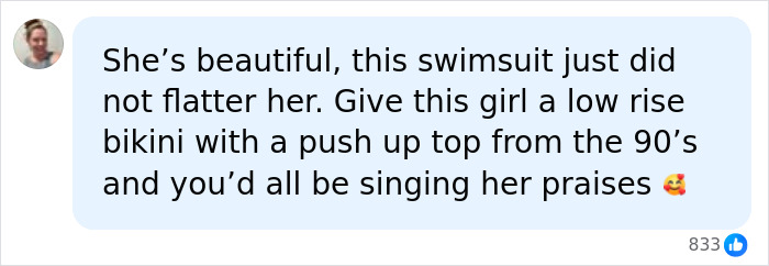 A social media comment suggesting a different swimsuit style for Stassi Schroeder to avoid SpongeBob comparisons after SI Swimsuit Runway.