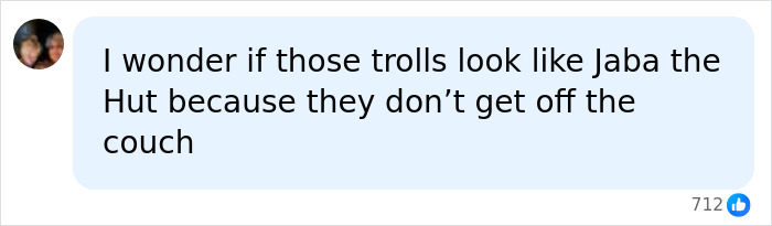 A social media comment discussing SpongeBob Comparisons after SI Swimsuit Runway. Image of text: I wonder if those trolls look like Jaba the Hut because they don't get off the couch