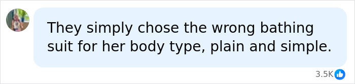 A social media comment discussing Stassi Schroeder's SI Swimsuit Runway, mentioning the wrong bathing suit choice.