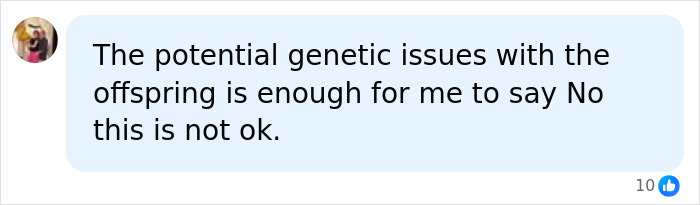 A social media comment on the half-siblings controversy, focusing on the potential genetic issues for offspring if they marry. A social media comment on the half-siblings controversy, focusing on the potential genetic issues for offspring if they marry.