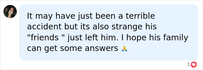 A social media comment speculating about a terrible accident and Nolan Wells case, raising questions about his friends actions.