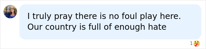 A social media comment expressing hope there is no foul play in the Nolan Wells case, lamenting hate in the country.