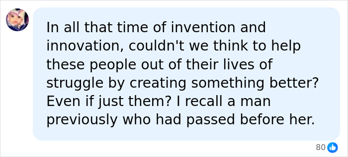 A comment questioning innovation in helping polio survivors living in iron lungs.