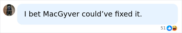 A social media comment humorously suggests MacGyver could have fixed the old iron lung machine for the polio survivor.