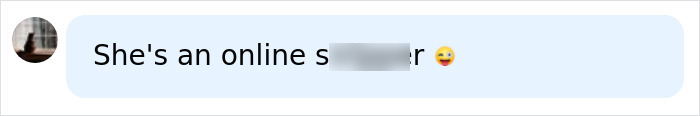 A social media comment, blurred, likely referring to the adult website of a TV actor's daughter. A social media comment, blurred, likely referring to the adult website of a TV actor's daughter.
