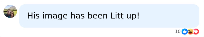 A social media comment from a fan about a Hollywood star's unrecognizable new look, playing on the word Litt. A social media comment from a fan about a Hollywood star's unrecognizable new look, playing on the word Litt.