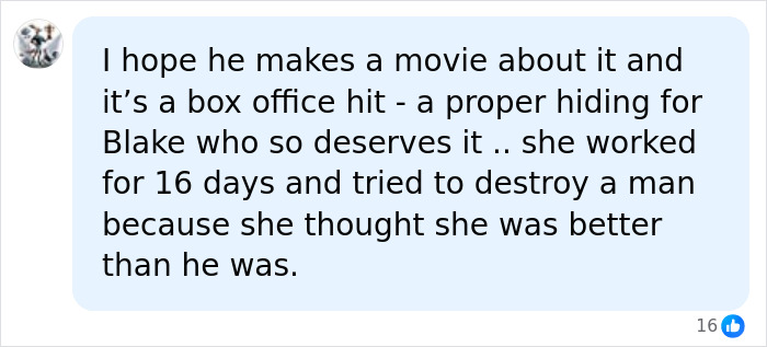 A detailed comment wishing for Ryan Reynolds to make a movie about the Hollywood backlash.